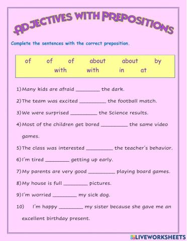 Adjectives with prepositions
