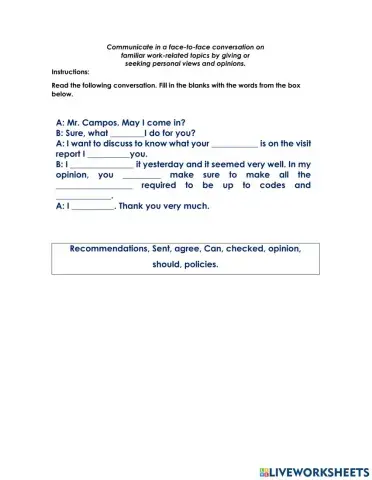 Giving or seeking personal views and opinions.