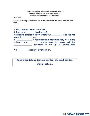 Giving or seeking personal views and opinions.