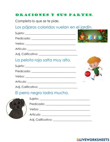 Oraciones y sus partes