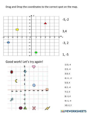 Mapping coordinates on a coordinate plane