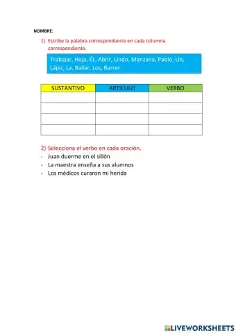 Articulo Sustantivo y Verbo