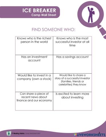 Wealthy Habits Ice Breaker CWS