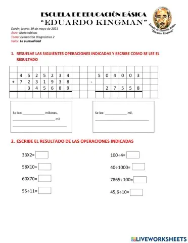 Diagnóstico operaciones básicas