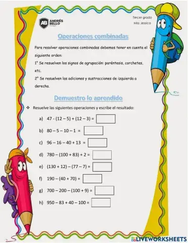 Operaciones combinadas con adición y sustracción