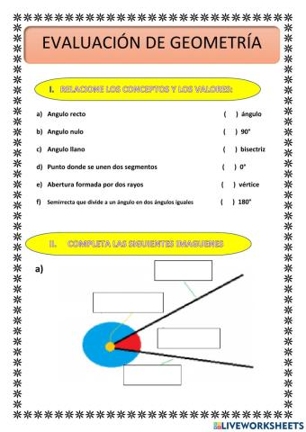 Evaluación de ángulos y rectas