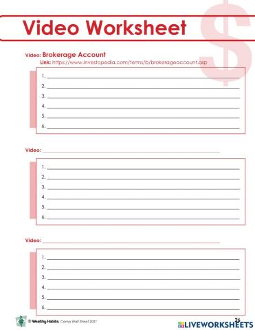 Wealthy Habits Video Worksheet CWS 2 2021