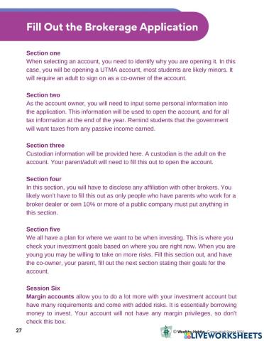 Wealthy Habits Fill Out the Brokerage Application CWS