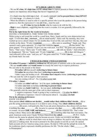 EXPRESSIONS -It's time- - - I would rather-sooner- - -You had better-- -I would prefer-