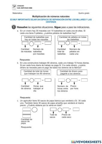 Problemas de multiplicación
