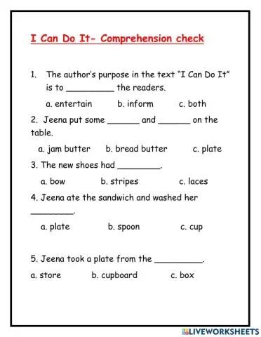 I Can Do It (Activity Sheet)