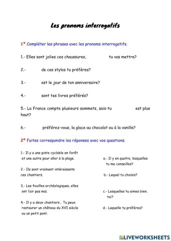 Les pronoms interrogatifs