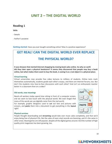 Unit 2 Reading 1 Digital World