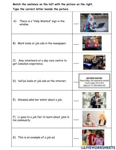 Looking for Work Vocabulary