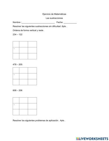 Sustracciones  sin dificultad