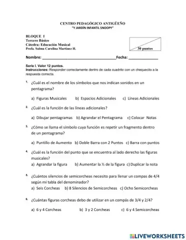 Examen de 3ro. Básico