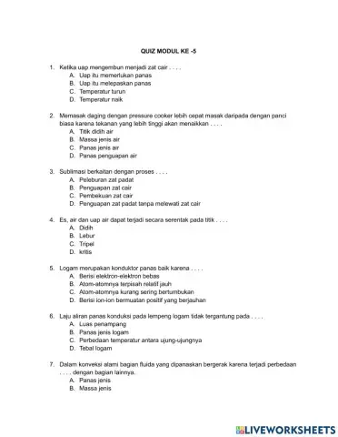 Quiz praktikum  ipa ke 5