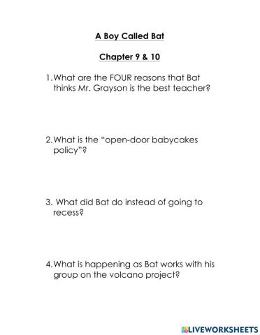 A Boy Called Bat - Chapter 9 & 10 revised