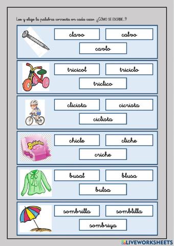 Selecciona la palabra correcta