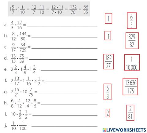 Multiplicación de Fracciones