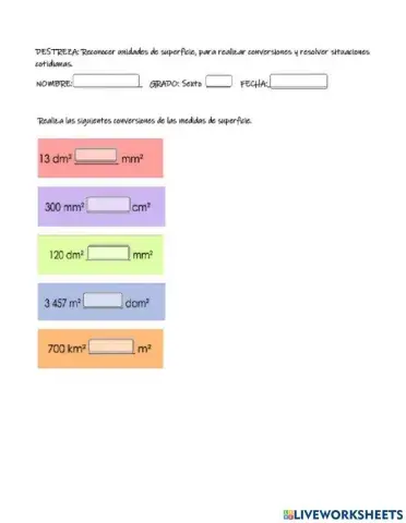 Lección conversiones del metro cuadrado