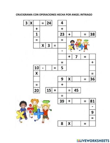 Crucigrama de operaciones