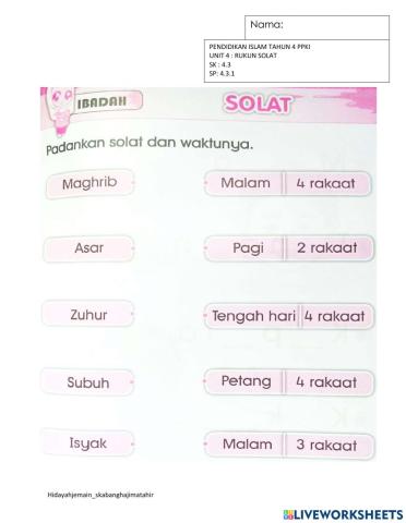 Rukun solat tahun 4 ppki
