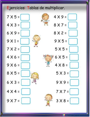 Tablas de multiplicar