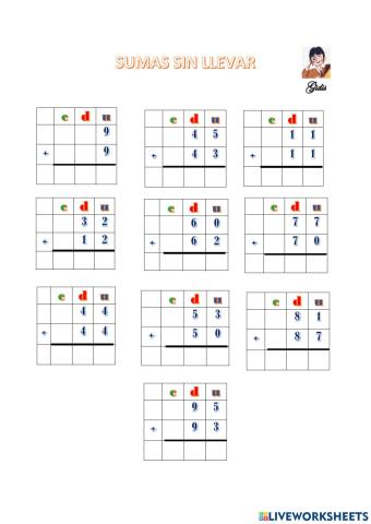 Sumas sin llevar