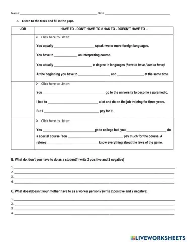 Listening activity: have to