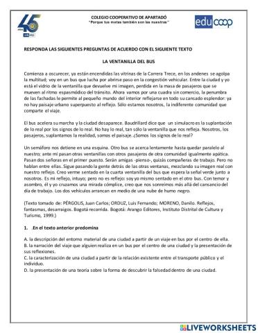 Comprensión Lectora : El autobús