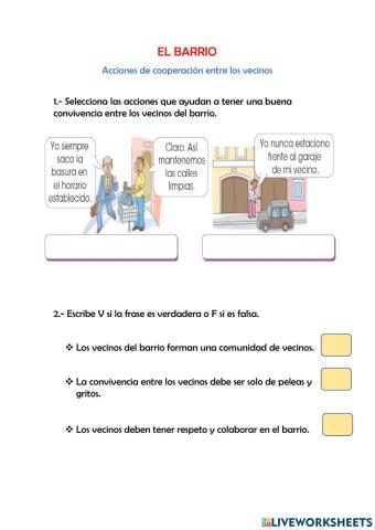 Acciones de cooperación entre vecinos