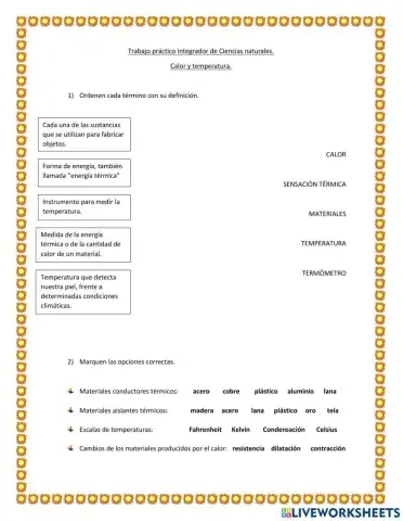 Trabajo Práctico integrador de Ciencias Naturales. Calor y temperatura. 