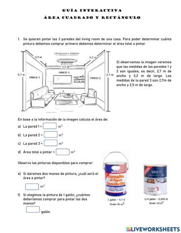 Área cuadrado y rectángulo