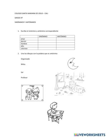 SINÓNIMOS Y ANTÓNIMOS - 4o - SMJ