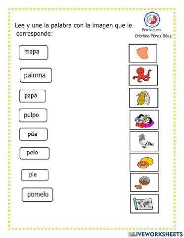 Lectura de palabras con fonema L, M, P