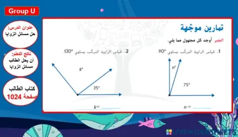 حل مسائل الزوايا المستوى 1