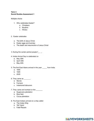 Social Studies Assessment