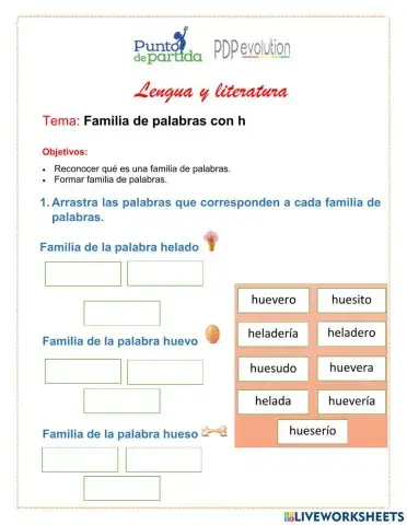 Familia de palabras con h.