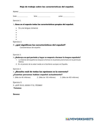 Características del español