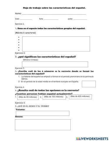 Características del español
