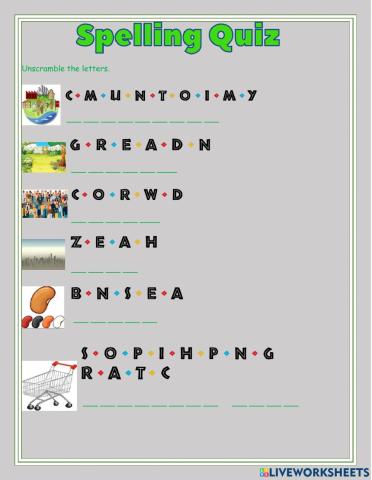 Spelling Quiz Unit 16