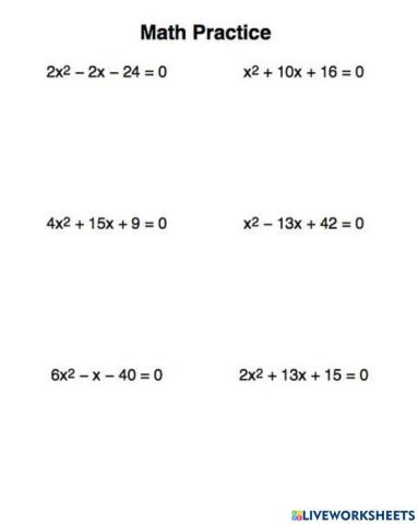 Solving Quadratic Equations by Factoring