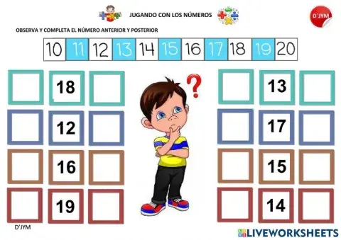 Número Anterior - Posterior del 11 al 20