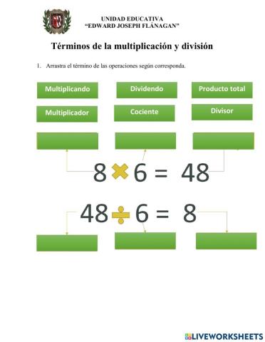 Términos de la multiplicación y división