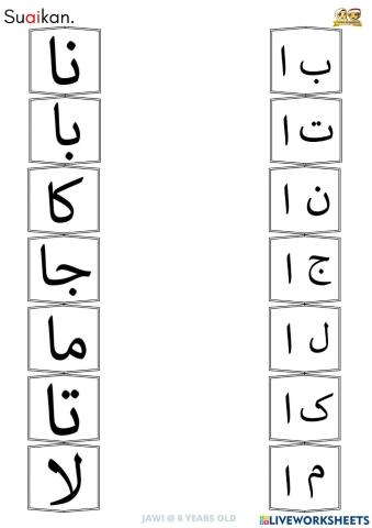 Jawi : Mengenal suku kata (huruf jawi + vokal aliff)