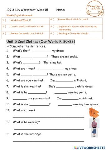Worksheet Week 15