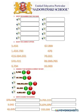 Numbers pronunciation practice