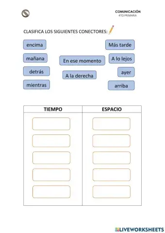Conectores de tiempo y espacio