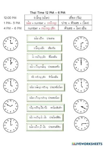 Telling Time in Thai